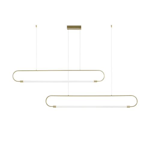 kelvo® GLOW 61665 Μοντέρνο Κρεμαστό Φωτιστικό Οροφής LED 28W 2800lm 360° AC 220-240V IP20 Ρυθμιζόμενο Λευκό CCT με Χειριστήριο από 2700K έως 6000K Dimmable - Lumileds SMD Chip - Χρυσό Πλατίνα & Λευκό Νήμα - Μ160 x Π3 x Υ25cm - 3 Χρόνια Εγγύηση