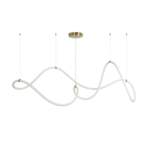 kelvo® GLOW 61668 Μοντέρνο Κρεμαστό Φωτιστικό Οροφής LED 65W 6500lm 360° AC 220-240V IP20 Ρυθμιζόμενο Λευκό CCT με Χειριστήριο από 2700K έως 6000K Dimmable - Lumileds SMD Chip - Χρυσό Πλατίνα & Λευκό Νήμα - Μ150 x Π150 x Υ80cm - 3 Χρόνια Εγγύηση