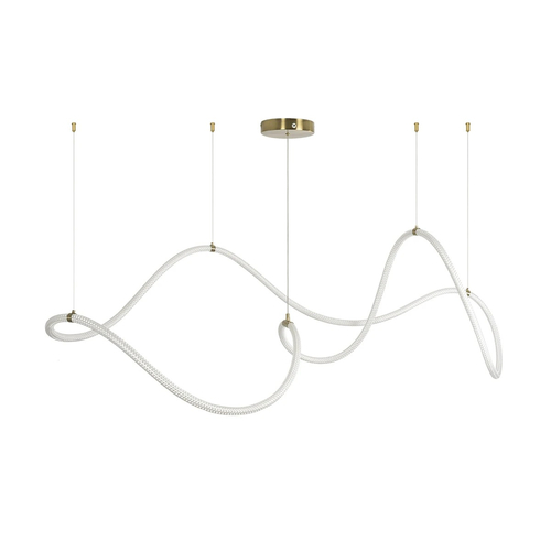 kelvo® GLOW 61668 Μοντέρνο Κρεμαστό Φωτιστικό Οροφής LED 65W 6500lm 360° AC 220-240V IP20 Ρυθμιζόμενο Λευκό CCT με Χειριστήριο από 2700K έως 6000K Dimmable - Lumileds SMD Chip - Χρυσό Πλατίνα & Λευκό Νήμα - Μ150 x Π150 x Υ80cm - 3 Χρόνια Εγγύηση