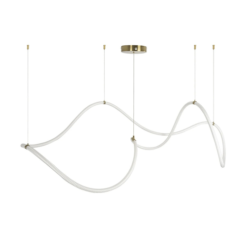 kelvo® GLOW 61668 Μοντέρνο Κρεμαστό Φωτιστικό Οροφής LED 65W 6500lm 360° AC 220-240V IP20 Ρυθμιζόμενο Λευκό CCT με Χειριστήριο από 2700K έως 6000K Dimmable - Lumileds SMD Chip - Χρυσό Πλατίνα & Λευκό Νήμα - Μ150 x Π150 x Υ80cm - 3 Χρόνια Εγγύηση