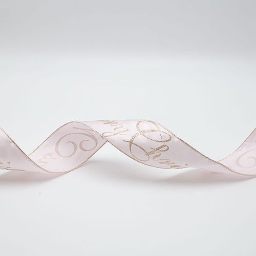 ΚΟΡΔΕΛΑ ΡΟΖ ΣΑΤΕΝ ΜΕ GLITTER MERRY CHRISTMAS, 914x6.3cm