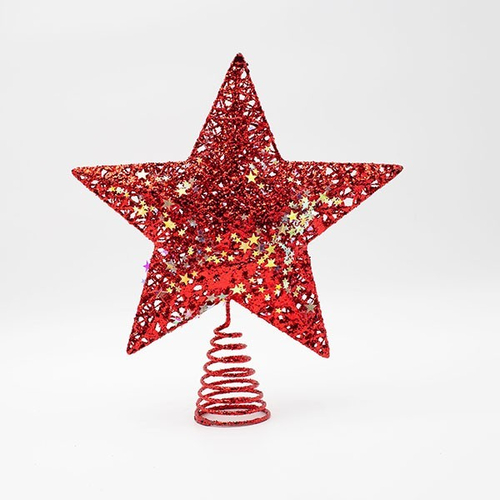 ΚΟΡΥΦΗ ΔΕΝΤΡΟΥ ΜΕ ΚΟΚΚΙΝΟ ΝΗΜΑ ΚΑΙ ΙΡΙΔΙΖΟΝΤΑ ΑΣΤΕΡΑΚΙΑ, 25x30cm