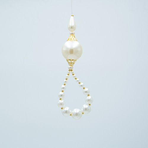 ΣΤΟΛΙΔΙ ΜΕ ΠΕΡΛΕΣ, ΛΕΥΚΟ ΜΕ ΧΡΥΣΟ, 5x14cm