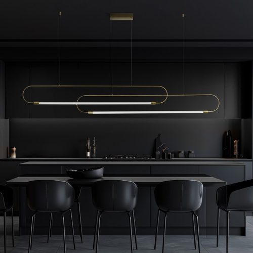 kelvo® GLOW 61665 Μοντέρνο Κρεμαστό Φωτιστικό Οροφής LED 28W 2800lm 360° AC 220-240V IP20 Ρυθμιζόμενο Λευκό CCT με Χειριστήριο από 2700K έως 6000K Dimmable - Lumileds SMD Chip - Χρυσό Πλατίνα & Λευκό Νήμα - Μ160 x Π3 x Υ25cm - 3 Χρόνια Εγγύηση