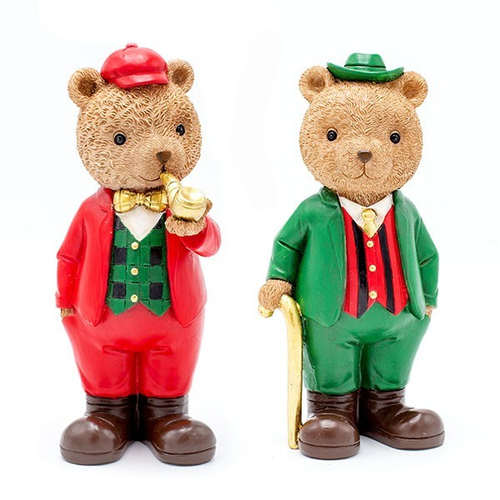 ΔΙΑΚΟΣΜΗΤΙΚΟ ΠΟΛΥΡΕΖΙΝ, ΑΡΚΟΥΔΑΚΙ VINTAGE, ΠΡΑΣΙΝΟ ΚΟΚΚΙΝΟ, 2 ΣΧΕΔΙΑ, 10x21cm