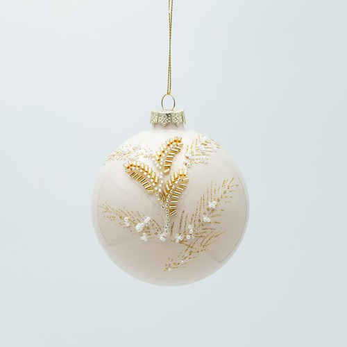 ΓΥΑΛΙΝΗ ΜΠΑΛΑ, ΜΠΕΖ ΜΕ 3d ΧΡΥΣΑ ΦΥΛΛΑ, ΣΕΤ 4 ΤΜΧ, 10cm