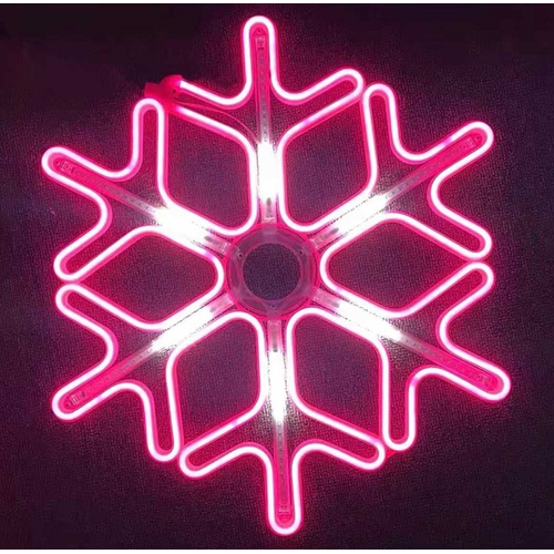 Χριστουγεννιάτικο φωτεινό διακοσμητικό LED - Χιονονιφάδα - 30cm-2m - Pink - 150777