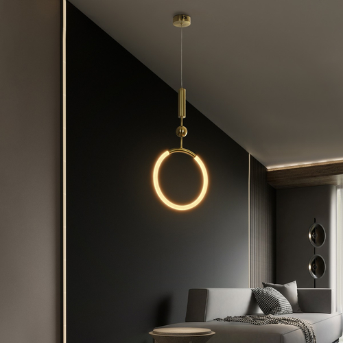 kelvo® GLOW 61678 Μοντέρνο Κρεμαστό Φωτιστικό Οροφής LED 18W 1800lm 360° AC 220-240V IP20 Ρυθμιζόμενο Λευκό CCT με On/Off 2700K/4500K/6000K - Lumileds SMD Chip - Χρυσό Πλατίνα & Λευκό Νήμα - Μ30 x Π30 x Υ65cm - 3 Χρόνια Εγγύηση