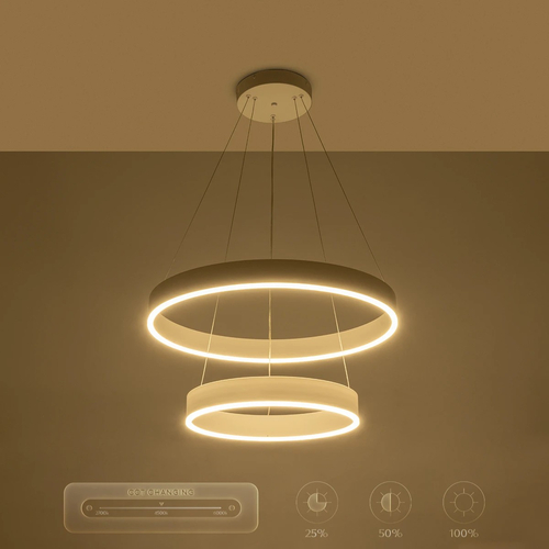 kelvo® VENOM 61186-DECO Μοντέρνο Κρεμαστό Φωτιστικό Οροφής LED 75W 8818lm 120° AC 220-240V IP20 Ρυθμιζόμενο Λευκό CCT με Χειριστήριο από 2700K έως 6000K Dimmable - Lumileds SMD Chip - Λευκό Ματ - Μ60 x Π60 x Υ40cm - 3 Χρόνια Εγγύηση