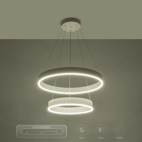 kelvo® VENOM 61186-DECO Μοντέρνο Κρεμαστό Φωτιστικό Οροφής LED 75W 8818lm 120° AC 220-240V IP20 Ρυθμιζόμενο Λευκό CCT με Χειριστήριο από 2700K έως 6000K Dimmable - Lumileds SMD Chip - Λευκό Ματ - Μ60 x Π60 x Υ40cm - 3 Χρόνια Εγγύηση