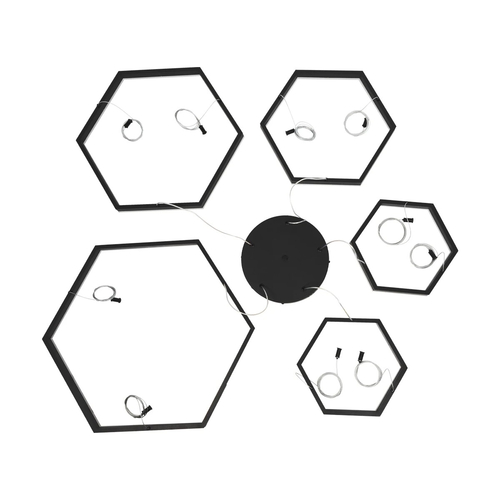 kelvo® LEXAGON 61397 Μοντέρνο Κρεμαστό Φωτιστικό Οροφής LED 120W 12000lm 200° AC 220-240V IP20 Ρυθμιζόμενο Λευκό CCT με Χειριστήριο από 2700K έως 6000K Dimmable - Lumileds SMD Chip - Μαύρο - Μ110 x Π90 x Υ110cm - 3 Χρόνια Εγγύηση