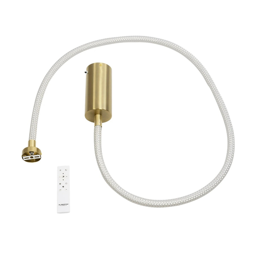 kelvo® GLOW 61666 Μοντέρνο Κρεμαστό Φωτιστικό Οροφής LED 27W 2700lm 360° AC 220-240V IP20 Ρυθμιζόμενο Λευκό CCT με Χειριστήριο από 2700K έως 6000K Dimmable - Lumileds SMD Chip - Χρυσό Πλατίνα & Λευκό Νήμα - Μ80 x Π3 x Υ80cm - 3 Χρόνια Εγγύηση