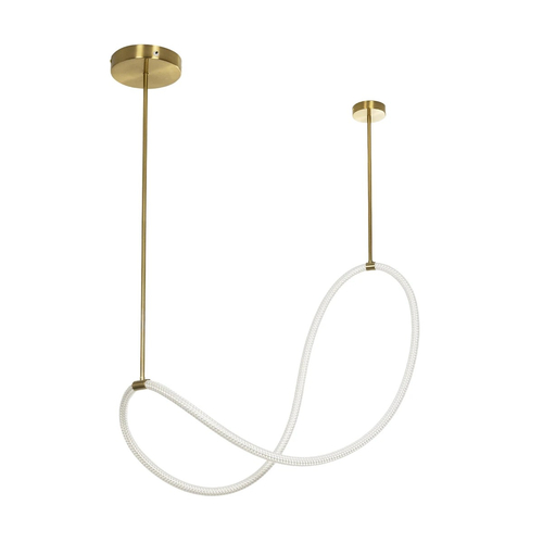 kelvo® GLOW 61667 Μοντέρνο Κρεμαστό Φωτιστικό Οροφής LED 34W 3400lm 360° AC 220-240V IP20 Ρυθμιζόμενο Λευκό CCT με Χειριστήριο από 2700K έως 6000K Dimmable - Lumileds SMD Chip - Χρυσό Πλατίνα & Λευκό Νήμα - Μ120 x Π120 x Υ60cm - 3 Χρόνια Εγγύηση