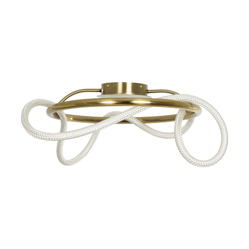 kelvo® GLOW 61673 Μοντέρνο Φωτιστικό Οροφής LED 34W 3400lm 360° AC 220-240V IP20 Ρυθμιζόμενο Λευκό CCT με Χειριστήριο από 2700K έως 6000K Dimmable - Lumileds SMD Chip - Χρυσό Πλατίνα & Λευκό Νήμα - Μ60 x Π60 x Υ30cm - 3 Χρόνια Εγγύηση