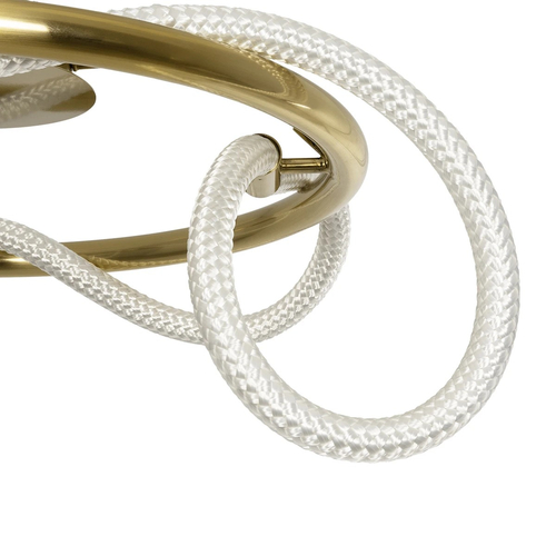 kelvo® GLOW 61673 Μοντέρνο Φωτιστικό Οροφής LED 34W 3400lm 360° AC 220-240V IP20 Ρυθμιζόμενο Λευκό CCT με Χειριστήριο από 2700K έως 6000K Dimmable - Lumileds SMD Chip - Χρυσό Πλατίνα & Λευκό Νήμα - Μ60 x Π60 x Υ30cm - 3 Χρόνια Εγγύηση