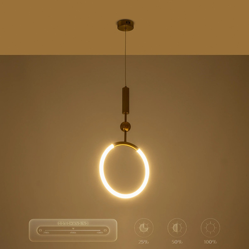 kelvo® GLOW 61678 Μοντέρνο Κρεμαστό Φωτιστικό Οροφής LED 18W 1800lm 360° AC 220-240V IP20 Ρυθμιζόμενο Λευκό CCT με On/Off 2700K/4500K/6000K - Lumileds SMD Chip - Χρυσό Πλατίνα & Λευκό Νήμα - Μ30 x Π30 x Υ65cm - 3 Χρόνια Εγγύηση