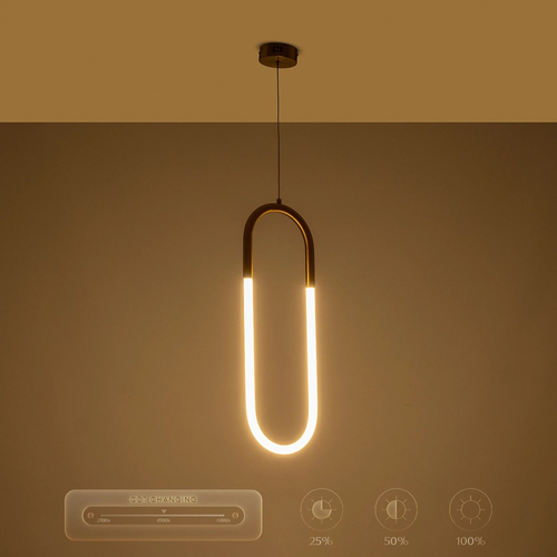 kelvo® GLOW 61679 Μοντέρνο Κρεμαστό Φωτιστικό Οροφής LED 18W 1800lm 360° AC 220-240V IP20 Ρυθμιζόμενο Λευκό CCT με On/Off 2700K/4500K/6000K - Lumileds SMD Chip - Χρυσό Πλατίνα & Λευκό Νήμα - Μ20 x Π5 x Υ60cm - 3 Χρόνια Εγγύηση