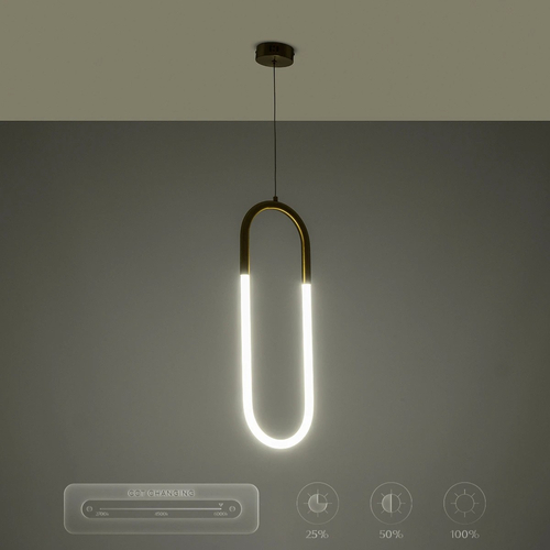 kelvo® GLOW 61679 Μοντέρνο Κρεμαστό Φωτιστικό Οροφής LED 18W 1800lm 360° AC 220-240V IP20 Ρυθμιζόμενο Λευκό CCT με On/Off 2700K/4500K/6000K - Lumileds SMD Chip - Χρυσό Πλατίνα & Λευκό Νήμα - Μ20 x Π5 x Υ60cm - 3 Χρόνια Εγγύηση