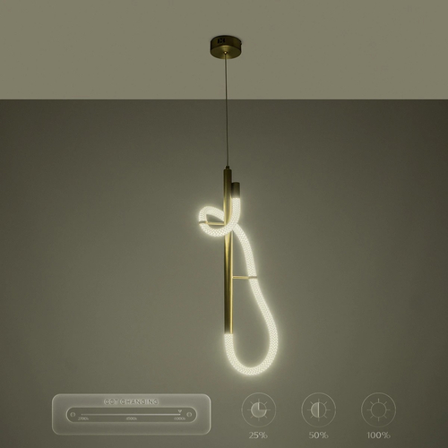 kelvo® GLOW 61680 Μοντέρνο Κρεμαστό Φωτιστικό Οροφής LED 24W 2400lm 360° AC 220-240V IP20 Ρυθμιζόμενο Λευκό CCT με On/Off 2700K/4500K/6000K - Lumileds SMD Chip - Χρυσό Πλατίνα & Λευκό Νήμα - Μ30 x Π30 x Υ66cm - 3 Χρόνια Εγγύηση