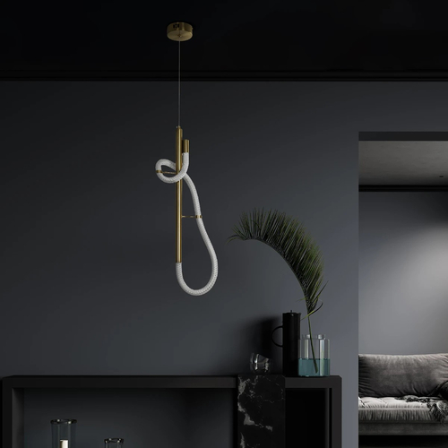 kelvo® GLOW 61680 Μοντέρνο Κρεμαστό Φωτιστικό Οροφής LED 24W 2400lm 360° AC 220-240V IP20 Ρυθμιζόμενο Λευκό CCT με On/Off 2700K/4500K/6000K - Lumileds SMD Chip - Χρυσό Πλατίνα & Λευκό Νήμα - Μ30 x Π30 x Υ66cm - 3 Χρόνια Εγγύηση