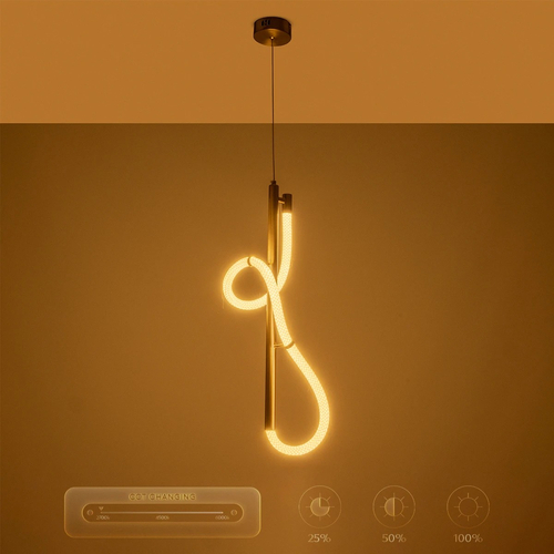 kelvo® GLOW 61681 Μοντέρνο Κρεμαστό Φωτιστικό Οροφής LED 24W 2400lm 360° AC 220-240V IP20 Ρυθμιζόμενο Λευκό CCT με On/Off 2700K/4500K/6000K - Lumileds SMD Chip - Χρυσό Πλατίνα & Λευκό Νήμα - Μ30 x Π30 x Υ70cm - 3 Χρόνια Εγγύηση