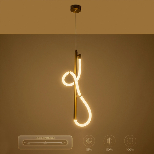 kelvo® GLOW 61681 Μοντέρνο Κρεμαστό Φωτιστικό Οροφής LED 24W 2400lm 360° AC 220-240V IP20 Ρυθμιζόμενο Λευκό CCT με On/Off 2700K/4500K/6000K - Lumileds SMD Chip - Χρυσό Πλατίνα & Λευκό Νήμα - Μ30 x Π30 x Υ70cm - 3 Χρόνια Εγγύηση