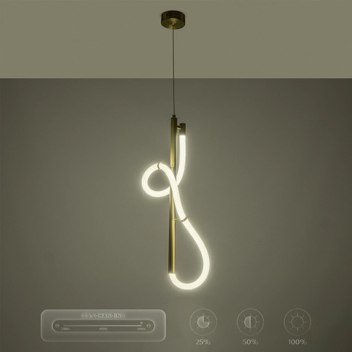 kelvo® GLOW 61681 Μοντέρνο Κρεμαστό Φωτιστικό Οροφής LED 24W 2400lm 360° AC 220-240V IP20 Ρυθμιζόμενο Λευκό CCT με On/Off 2700K/4500K/6000K - Lumileds SMD Chip - Χρυσό Πλατίνα & Λευκό Νήμα - Μ30 x Π30 x Υ70cm - 3 Χρόνια Εγγύηση