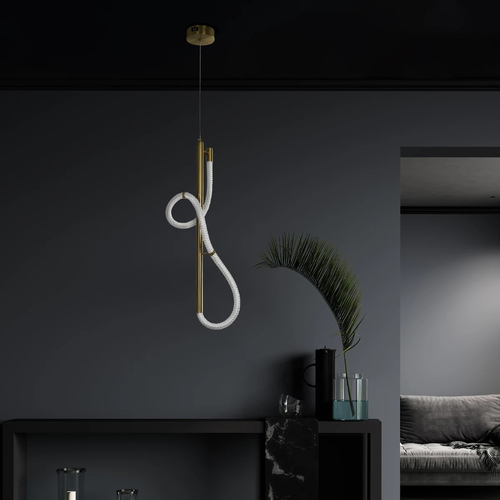 kelvo® GLOW 61681 Μοντέρνο Κρεμαστό Φωτιστικό Οροφής LED 24W 2400lm 360° AC 220-240V IP20 Ρυθμιζόμενο Λευκό CCT με On/Off 2700K/4500K/6000K - Lumileds SMD Chip - Χρυσό Πλατίνα & Λευκό Νήμα - Μ30 x Π30 x Υ70cm - 3 Χρόνια Εγγύηση