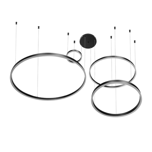 kelvo® VENOM 61191 Μοντέρνο Κρεμαστό Φωτιστικό Οροφής LED 150W 17659lm 120° AC 220-240V IP20 Ρυθμιζόμενο Λευκό CCT με Χειριστήριο από 2700K έως 6000K Dimmable - Lumileds SMD Chip - Μαύρο Ματ - Μ150 x Π90 x Υ60cm - 3 Χρόνια Εγγύηση