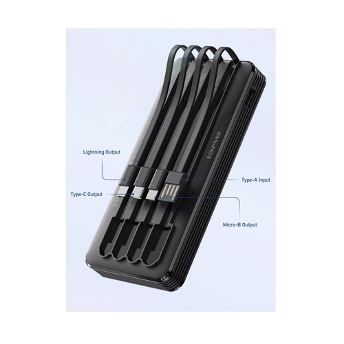 Powerbank - P133K - 10.000mah - 4in1 - AWEI - 048958 - Black