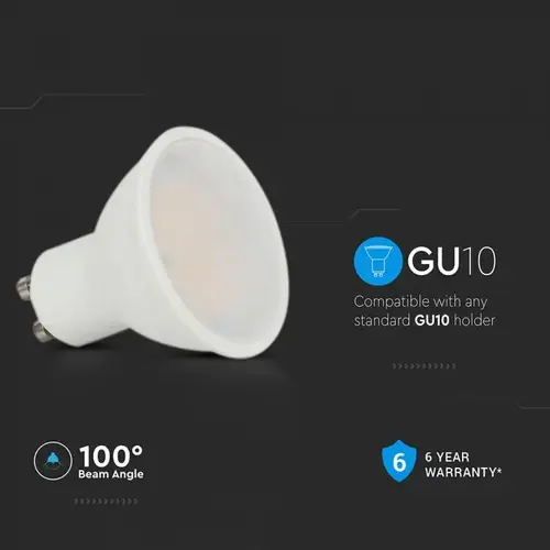 V-TAC - Φωτιστικό LED Chip CREE GU10 4,5W 100° Κάλυψη Ματ 6500K