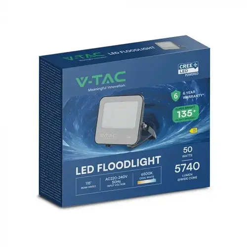 50W FLOODLIGHT-CREE CHIP CCT:4000K BLACK BODY GREY GLASS (135LM/W) 6YRS WARRANTY IP65