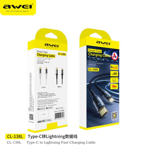 Καλώδιο φόρτισης & data - Type-C σε Lightning - 20W - 1m - CL-138L - AWEI - 003537