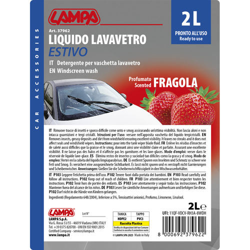 ΥΓΡΟ ΥΑΛΟΚΑΘΑΡΙΣΤΗΡΩΝ SUMMER SCREEN WASH ΜΕ ΑΡΩΜΑ ΦΡΑΟΥΛΑ (ΕΤΟΙΜΟ ΓΙΑ ΧΡΗΣΗ) 2000ml