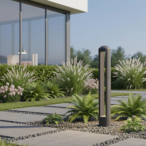kelvo® GREMO KLV-101-0122 Μοντέρνο Φωτιστικό Κολωνάκι Κήπου LED 7W 735lm 45° AC 220-240V Αδιάβροχο IP65 Θερμό Λευκό 2700K - Bridgelux COB Chip & TÜV SÜD Driver - Γκρι Ανθρακί Ματ - Μ10.8 x Π10.8 x Υ50cm - 5 Χρόνια Εγγύηση