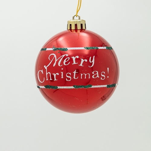 ΠΛΑΣΤΙΚΗ ΜΠΑΛΑ, ΚΟΚΚΙΝΟ ΠΑΓΩΜΕΝΟ ΜΕ ΕΠΙΓΡΑΦΗ MERRY CHRISTMAS, ΣΕΤ 6ΤΜΧ, 8cm