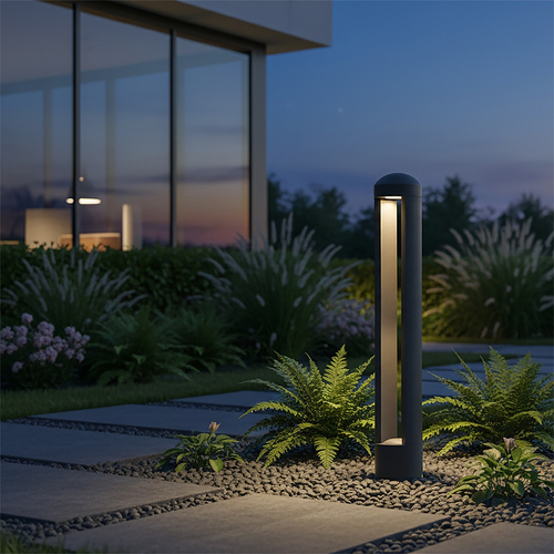 kelvo® GREMO KLV-101-0122 Μοντέρνο Φωτιστικό Κολωνάκι Κήπου LED 7W 735lm 45° AC 220-240V Αδιάβροχο IP65 Θερμό Λευκό 2700K - Bridgelux COB Chip & TÜV SÜD Driver - Γκρι Ανθρακί Ματ - Μ10.8 x Π10.8 x Υ50cm - 5 Χρόνια Εγγύηση