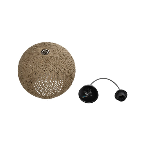 GLOBOSTAR® SOLEI 205-0002 Boho Κρεμαστό Φωτιστικό Οροφής με Ντουί 1 x E27 AC 220-240V IP20 - Μπεζ - M30 x Π30 x Υ35cm