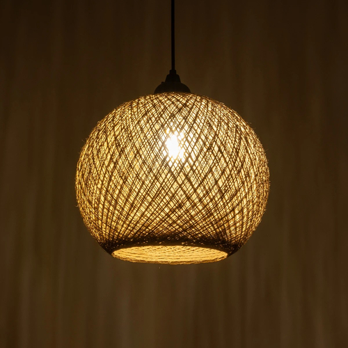 GLOBOSTAR® SOLEI 205-0002 Boho Κρεμαστό Φωτιστικό Οροφής με Ντουί 1 x E27 AC 220-240V IP20 - Μπεζ - M30 x Π30 x Υ35cm