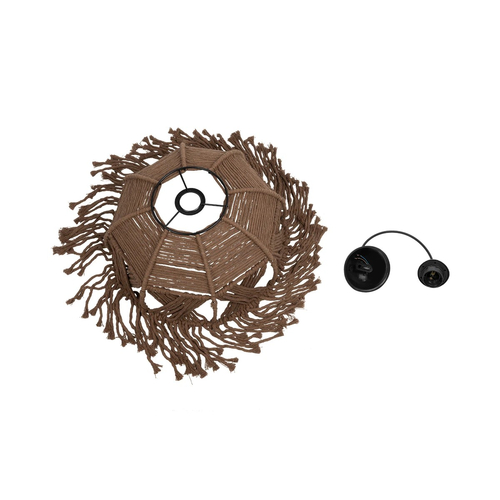 GLOBOSTAR® TONA 205-0016 Boho Κρεμαστό Φωτιστικό Οροφής με Ντουί 1 x E27 AC 220-240V IP20 - Μπεζ - M40 x Π40 x Υ38cm