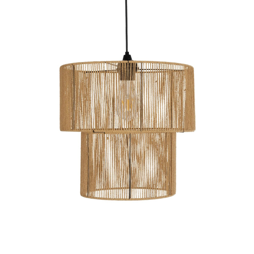 GLOBOSTAR® ROXXI 205-0019 Boho Κρεμαστό Φωτιστικό Οροφής με Ντουί 1 x E27 AC 220-240V IP20 - Μπεζ - M35 x Π35 x Υ37cm