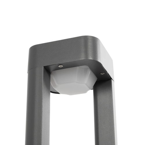 GLOBOSTAR® ΜΟΝΕΒΟΟ 90543 Φωτιστικό Κολωνάκι Κήπου LED 15W 1500lm 60° AC 220-240V Αδιάβροχο IP65 Θερμό Λευκό 2700K - Γκρι Ανθρακί - Μ12 x Π12 x Υ60.5cm - 3 Χρόνια Εγγύηση