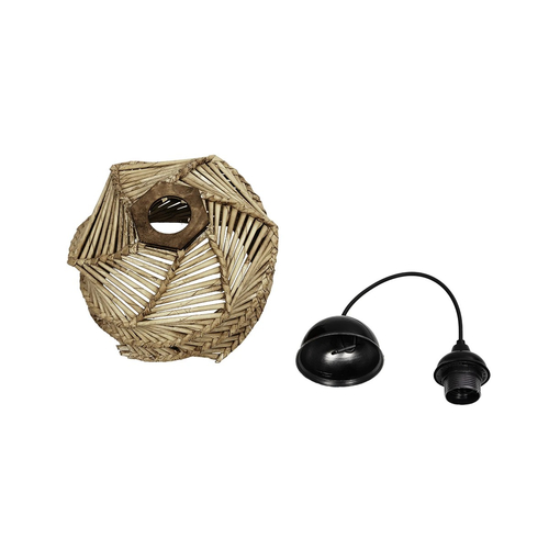 GLOBOSTAR® HUSLE 205-0044 Boho Κρεμαστό Φωτιστικό Οροφής με Ντουί 1 x E27 AC 220-240V IP20 - Μπεζ - M24 x Π24 x Υ21cm