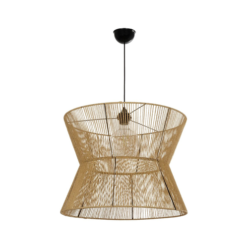 GLOBOSTAR® UPCONE 205-0056 Boho Κρεμαστό Φωτιστικό Οροφής με Ντουί 1 x E27 AC 220-240V IP20 - Μπεζ - M50 x Π50 x 43cm