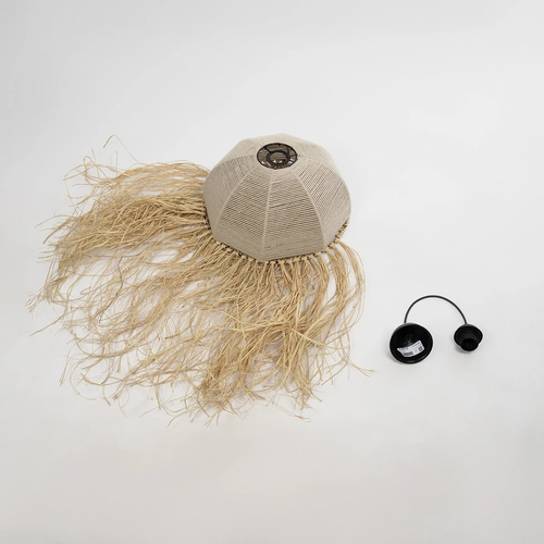 GLOBOSTAR® PLUVIA 205-0081 Boho Κρεμαστό Φωτιστικό Οροφής με Ντουί 1 x E27 AC 220-240V IP20 - Μπεζ - M40 x Π40 x Υ70cm