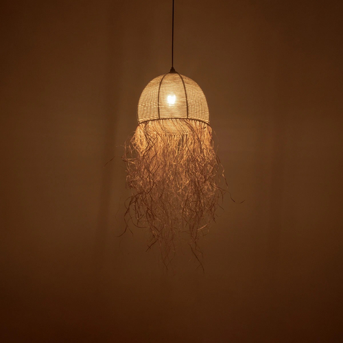 GLOBOSTAR® PLUVIA 205-0082 Boho Κρεμαστό Φωτιστικό Οροφής με Ντουί 1 x E27 AC 220-240V IP20 - Μπεζ - M30 x Π30 x Υ70cm