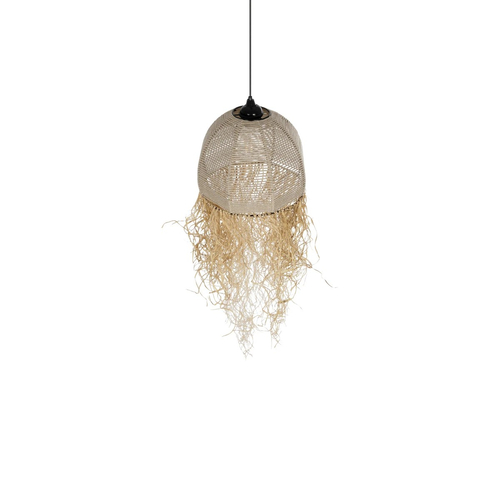 GLOBOSTAR® PLUVIA 205-0082 Boho Κρεμαστό Φωτιστικό Οροφής με Ντουί 1 x E27 AC 220-240V IP20 - Μπεζ - M30 x Π30 x Υ70cm
