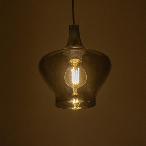 GLOBOSTAR® OVOCE 206-0032 Μοντέρνο Κρεμαστό Φωτιστικό Οροφής με Ντουί 1 x E27 AC 220-240V IP20 - Μαύρο Φιμέ - Μ20 x Π20 x Υ22cm