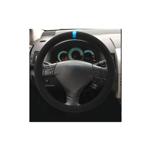 ΚΑΛΥΜΜΑ ΤΙΜΟΝΙΟΥ CARRERA LOOK BLUE ΜΑΥΡΟ ΜΕ ΜΠΛΕ ΡΙΓΑ ΜΙΚΡΟΦΙΜΠΡΑ 37-39cm SIMONI RACING  - 1 τεμ.