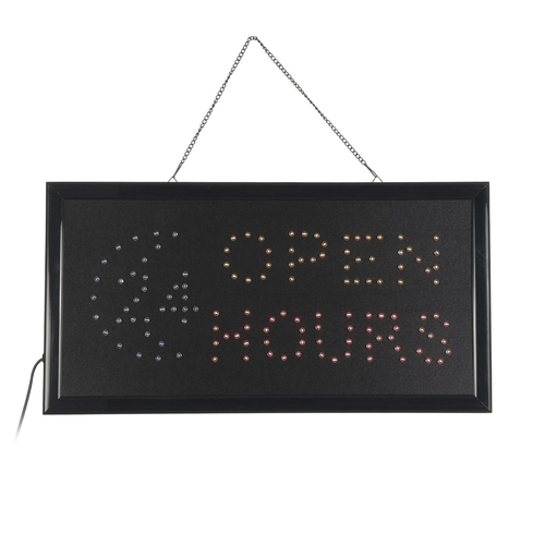 GLOBOSTAR® SIGN 75682 Διακοσμητικό Φωτιστικό Τοίχου Ένδειξης / Σήμανσης OPEN 24 HOURS LED 5W 150lm 120° AC 220-240V IP20 Πολύχρωμο - Μαύρο - Μ48 x Π25 x Υ2cm - 2 Χρόνια Εγγύηση